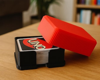 UNO Card Case: Red and Black Deck Box, 3D Printed Travel Card Storage Organizer