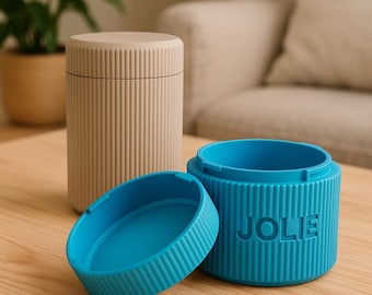 Personalized 3D Printed Twist Lock Jar: Modern Ribbed Container