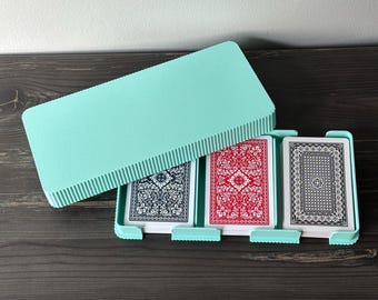 3 Deck Playing Card Storage Box with Lid: 3D Printed Card Organizer