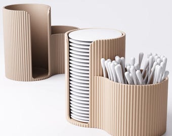 Cotton Swab and Pad Holder: Modern 3D Printed Bathroom Organizer, Makeup, Vanity Storage
