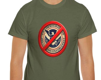 No Immigration Enforcement T-Shirt | Protest Logo, Back and Sleeve Print