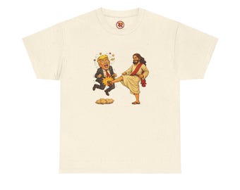 Jesus Kicking Donald Trump T-Shirt | Political Satire Tee
