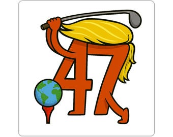 47 Trump Golfing Earth Sticker | Political Commentary Vinyl Decal