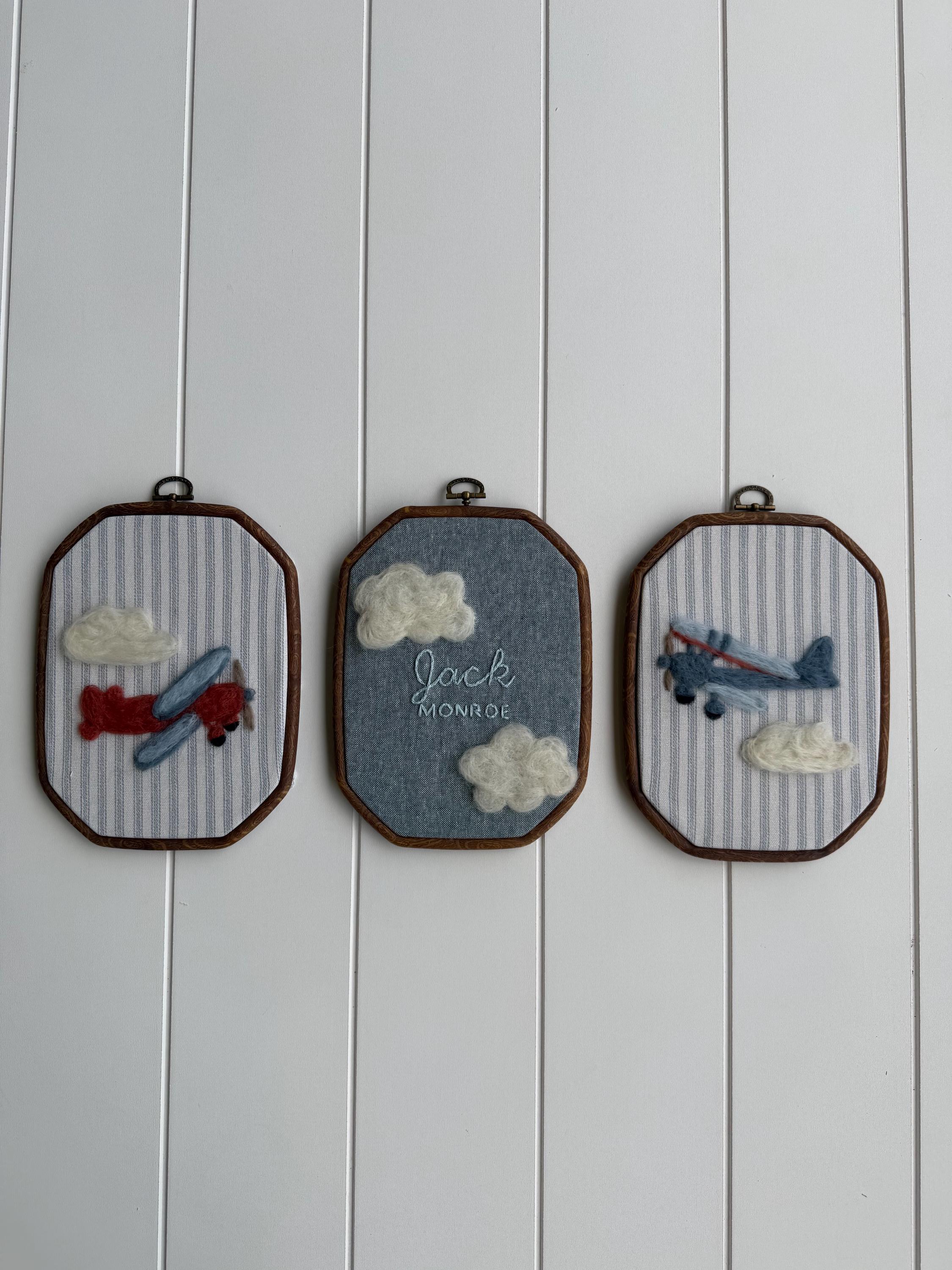 Vintage Airplane Nursery Wall Art Set – Personalized Aviation Nursery ...