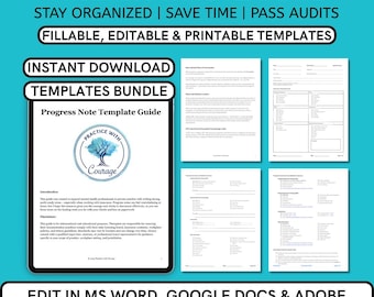 Plantilla de nota de progreso con casillas de verificación para terapeutas / Notas de asesoramiento editables / Documentación de salud mental en PDF