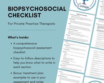 Lista de verificación biopsicosocial (PDF) / Plantilla de admisión al terapeuta / Guía de evaluación y documentación de salud mental