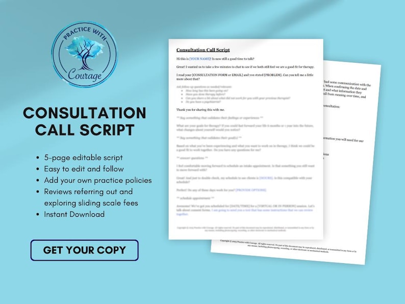 Therapist Consultation Call Script – Editable Template + Instructions ...
