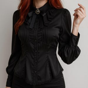 Victorian Gigot Sleeve Blouse – Gothic Lolita Slim Fit Shirt for Women – Ruffle Cosplay Top, Vintage Y2K Costume in S–XL
