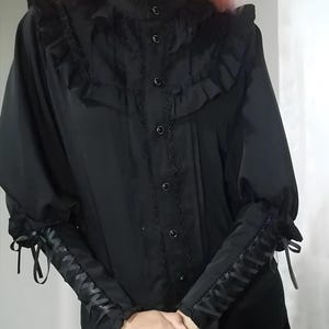 Victorian Lolita Lace Blouse – Gothic Y2K Top with Ruffles & Gigot Sleeves – Sweet Vintage Aesthetic Shirt for Women - Gift for Her