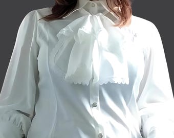 Gothic Lolita Bow Blouse – Victorian Princess Gigot Sleeve Shirt
