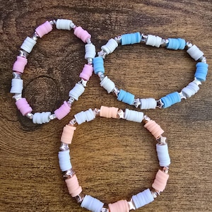 Preppy Elastic Beaded Bracelet, Clay Beaded Bracelet, Star Beaded Bracelet, VSCO Bracelet, Stacker Bracelet, Polymer Clay Bracelet