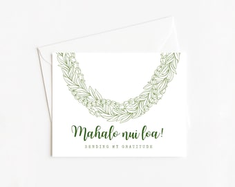 Hawaiian Thank You Card, Mahalo Nui Loa (Sending my gratitude) Greeting Card