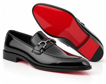 Mocassins en cuir faits main à semelle rouge pour homme - Chaussures sans lacets de luxe