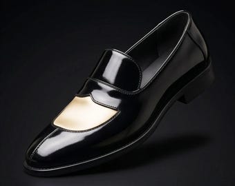Mocassins Penny noirs et blancs pour hommes – Chaussures habillées bicolores de style spectateur