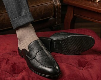 Mules en cuir noir faites main pour homme - Claquettes minimalistes
