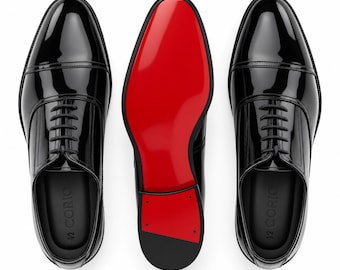Chaussures richelieu en cuir verni noires avec semelle rouge - Chaussures habillées pour hommes