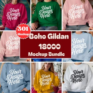 Gildan 18000 Mockup Bundle, Sweatshirt Crewneck Mockup Bundle Print On Demand, Apparel Mockup Bundle, Gildan Mockup Bundle Instant Download