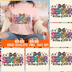 Senior 2026 Retro Sublimation Design: Graduation Shirt PNG (Digital Download)