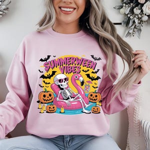 Summerween Skeleton Flamingo SVG: Funny Halloween Pool Party Design (Digital Download