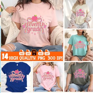 Preppy School Bow PNG Bundle: Teacher Shirt Design (Digital Download)