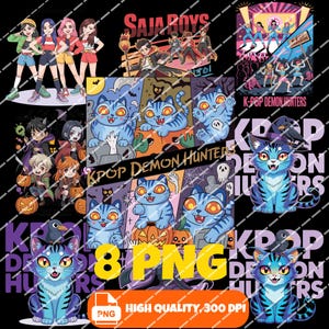 8 Saja Boys Boy Band PNG Bundle, Girl Dinner Png, Kpop Demon Inspired Movie SVG, Demon Hunters png, Kpop Shirt Sublimation Designs