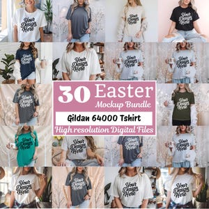 Gildan 64000 T-Shirt Mockup Bundle: Neutral Flatlay (JPG Files Included)