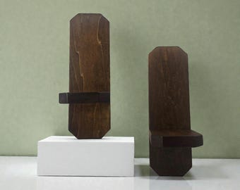 Par de estantes rústicos de madera / Apliques de pared / Decoración de estilo campestre