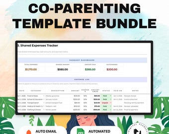 Ensemble de modèles de coparentalité pour le suivi des dépenses, le calendrier de garde d'enfants et le planificateur de visites pour un rôle parental partagé