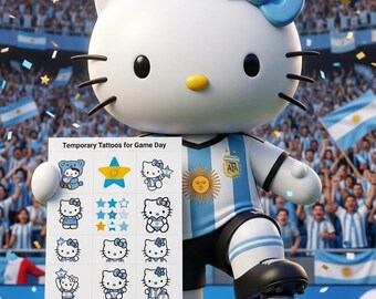 Tatouages temporaires de football argentin, tatouages visage de fan de football, tatouages de fête le jour du match inspirés de l'Argentine, finale de la coupe 2026 des États-Unis