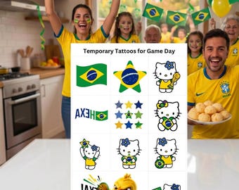 Tatouages temporaires de football du Brésil, stickers visage de fan le jour du match, cadeaux d'inspiration brésilienne