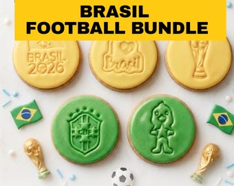 Ensemble d'emporte-pièces football brésilien | Lot de timbres pour le fondant de la fête du football