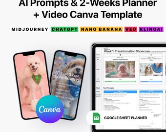 Ensemble de médias sociaux pour animaux de compagnie, bobines vidéo Canva, invites de l'IA (téléchargement numérique)