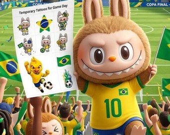 Tatouages temporaires de football du Brésil, autocollants de fête de visage de fan (Coupe finale 2026)