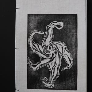 Linocut Print Handmade Journal | Unfurling Devil's Trumpet