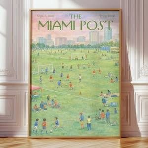 The Miami Post Magazine Cover Print, Retro New Yorker Style Poster, Vintage Editorial Wall Art, Poster for Dorm & Apartment, Above Bed Decor