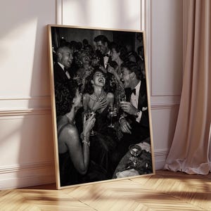 Black & White Vintage Photograph, Luxury Print, Party Scene Poster, Old Money Aesthetic, Apartment Decor, Retro Gallery Wall Art, Printable image 4