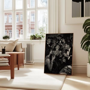 Black & White Vintage Photograph, Luxury Print, Party Scene Poster, Old Money Aesthetic, Apartment Decor, Retro Gallery Wall Art, Printable image 3