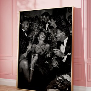 Black & White Vintage Photograph, Luxury Print, Party Scene Poster, Old Money Aesthetic, Apartment Decor, Retro Gallery Wall Art, Printable image 8