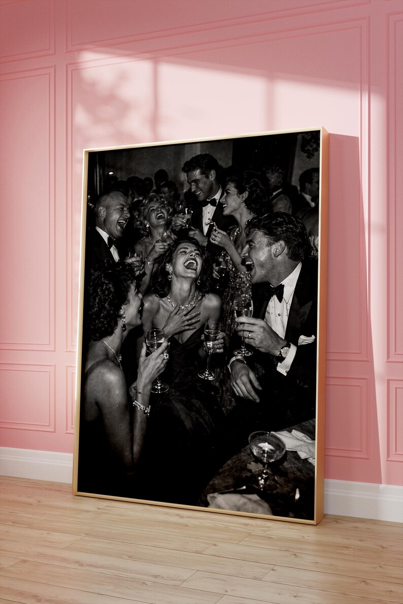 Black & White Vintage Photograph, Luxury Print, Party Scene Poster, Old Money Aesthetic, Apartment Decor, Retro Gallery Wall Art, Printable image 8