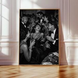 Black & White Vintage Photograph, Luxury Print, Party Scene Poster, Old Money Aesthetic, Apartment Decor, Retro Gallery Wall Art, Printable image 7