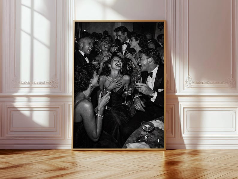 Black & White Vintage Photograph, Luxury Print, Party Scene Poster, Old Money Aesthetic, Apartment Decor, Retro Gallery Wall Art, Printable image 7