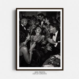 Black & White Vintage Photograph, Luxury Print, Party Scene Poster, Old Money Aesthetic, Apartment Decor, Retro Gallery Wall Art, Printable image 1