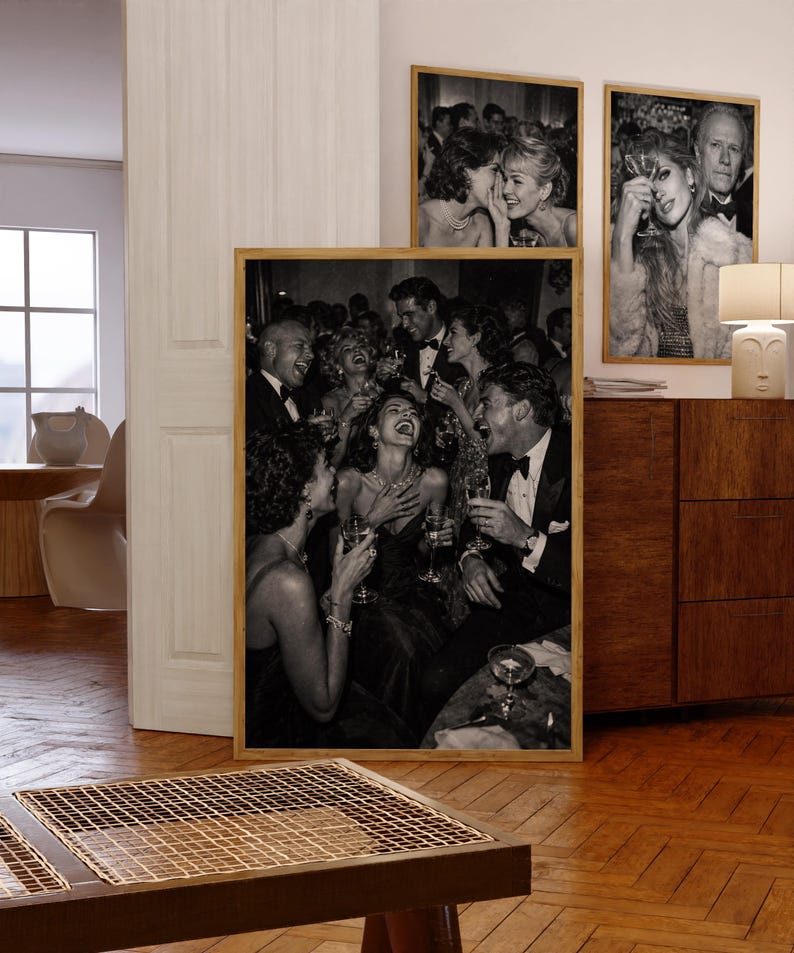 Black & White Vintage Photograph, Luxury Print, Party Scene Poster, Old Money Aesthetic, Apartment Decor, Retro Gallery Wall Art, Printable image 6