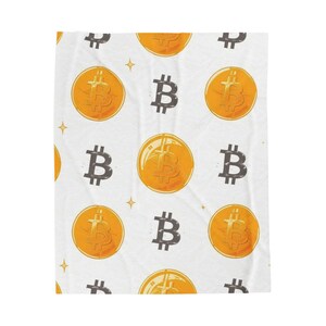 Soft Bitcoin Plush Blanket, Cozy Crypto Throw, Fun Cryptocurrency Gift, Warm Velveteen Blanket for Home Decor, Unique Winter Gift