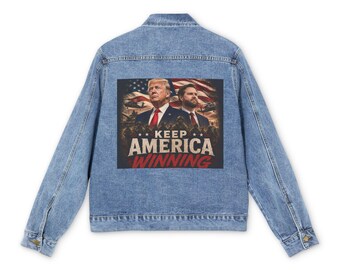 Keep America Winning Denim Jacket | Patriotic Trump Graphic