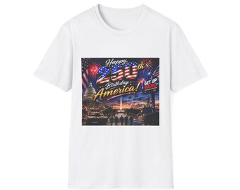 Happy 4th Birthday America T-Shirt | Patriotic July 4th Fireworks