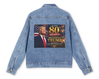 80th Birthday Tribute Denim Jacket | Patriotic Trump Back Patch