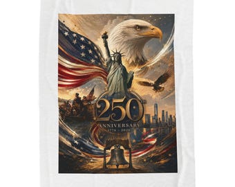 Patriotic Eagle Statue of Liberty 250th Anniversary Blanket | American Flag