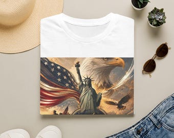 Statue of Liberty & Bald Eagle 250th Anniversary T-Shirt