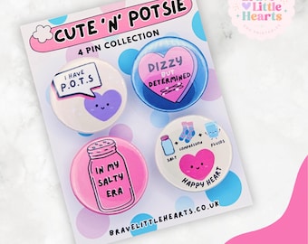 Cute N Potsie• I have PoTS Badge • PoTS Awareness Product • Chronic Invisible Illness Set • Spoonie Gift •